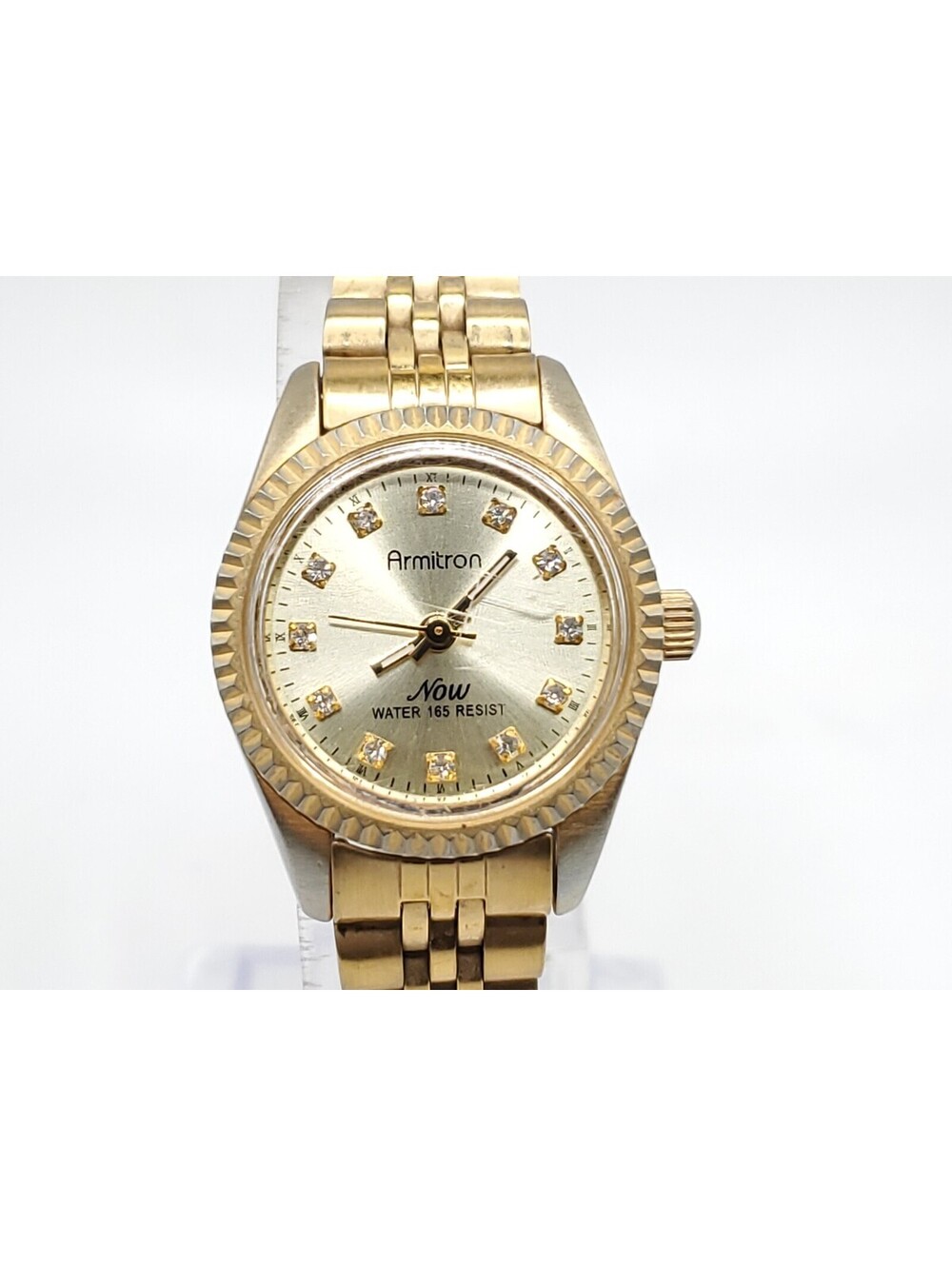 Armitron Now Quartz Watch Women New Battery Gold Tone Diamond Indicators 24mm